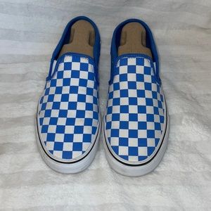 Blue and White Vans Slip-on shoes, Sz. 8.5